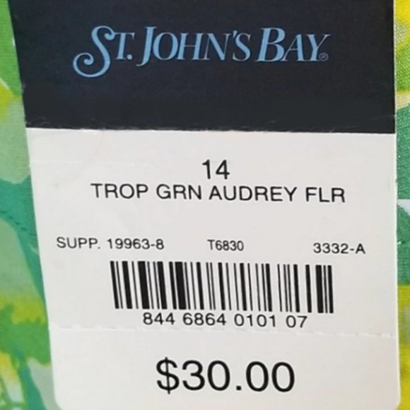 VINTAGE ST. JOHNS BAY TROPICAL GREEN AUDREY FLORAL A-LINE SKIRT SIZE 4 NWT - Picture 8 of 8